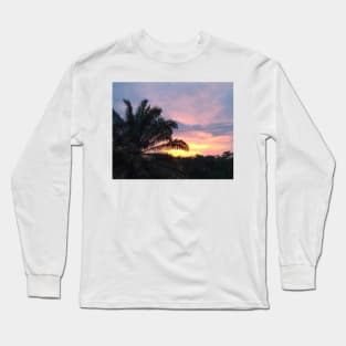 Tropical Sunset With Palm Tree Long Sleeve T-Shirt